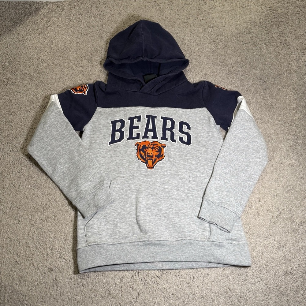 Chicago‎ Bears Hoodie Youth M NFL Team Apparel Navy Gray Sweatshirt